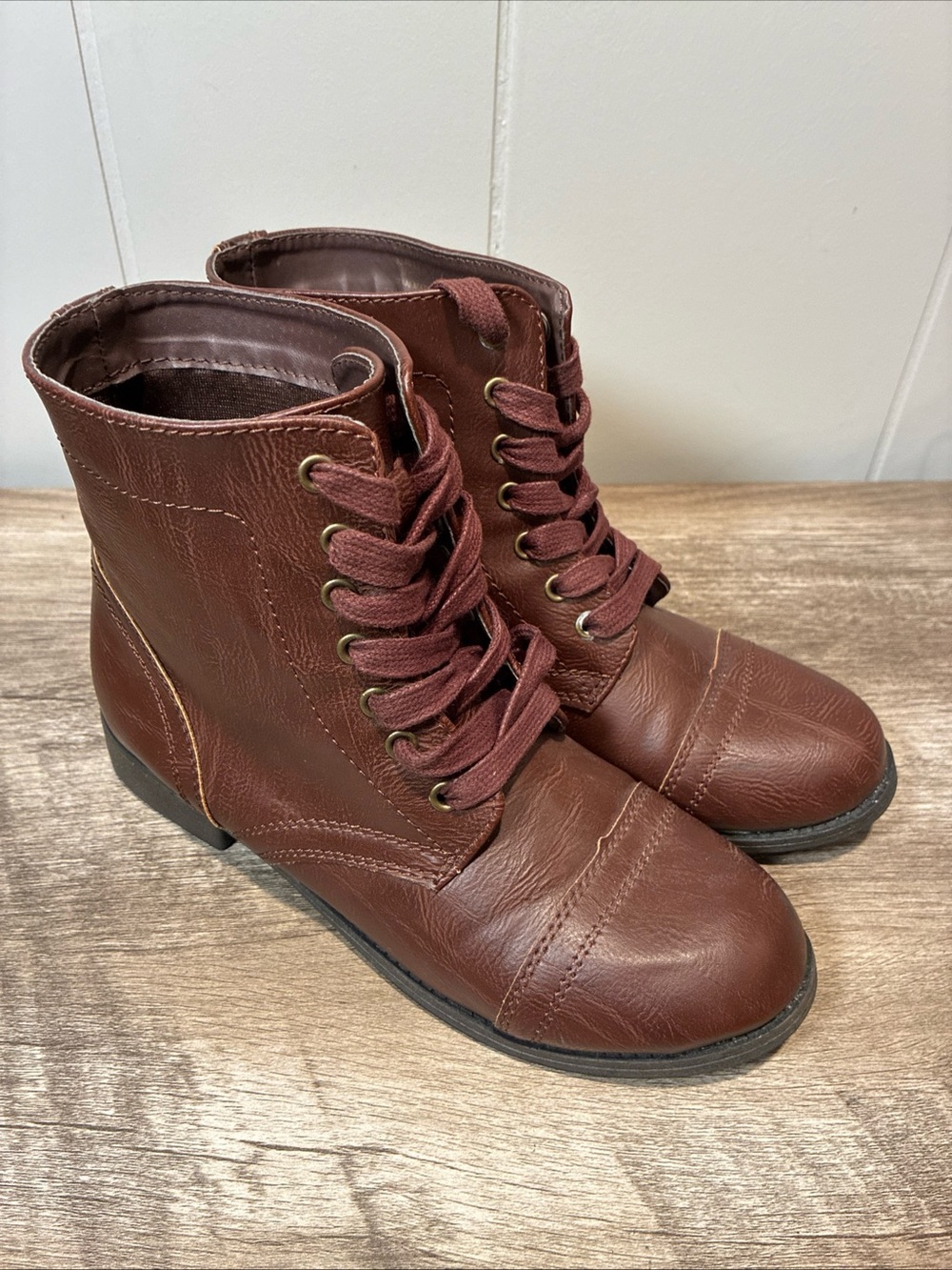 Rampage Lace Up Combat Boots Women’s 7 Brown Y2K 90s Boho